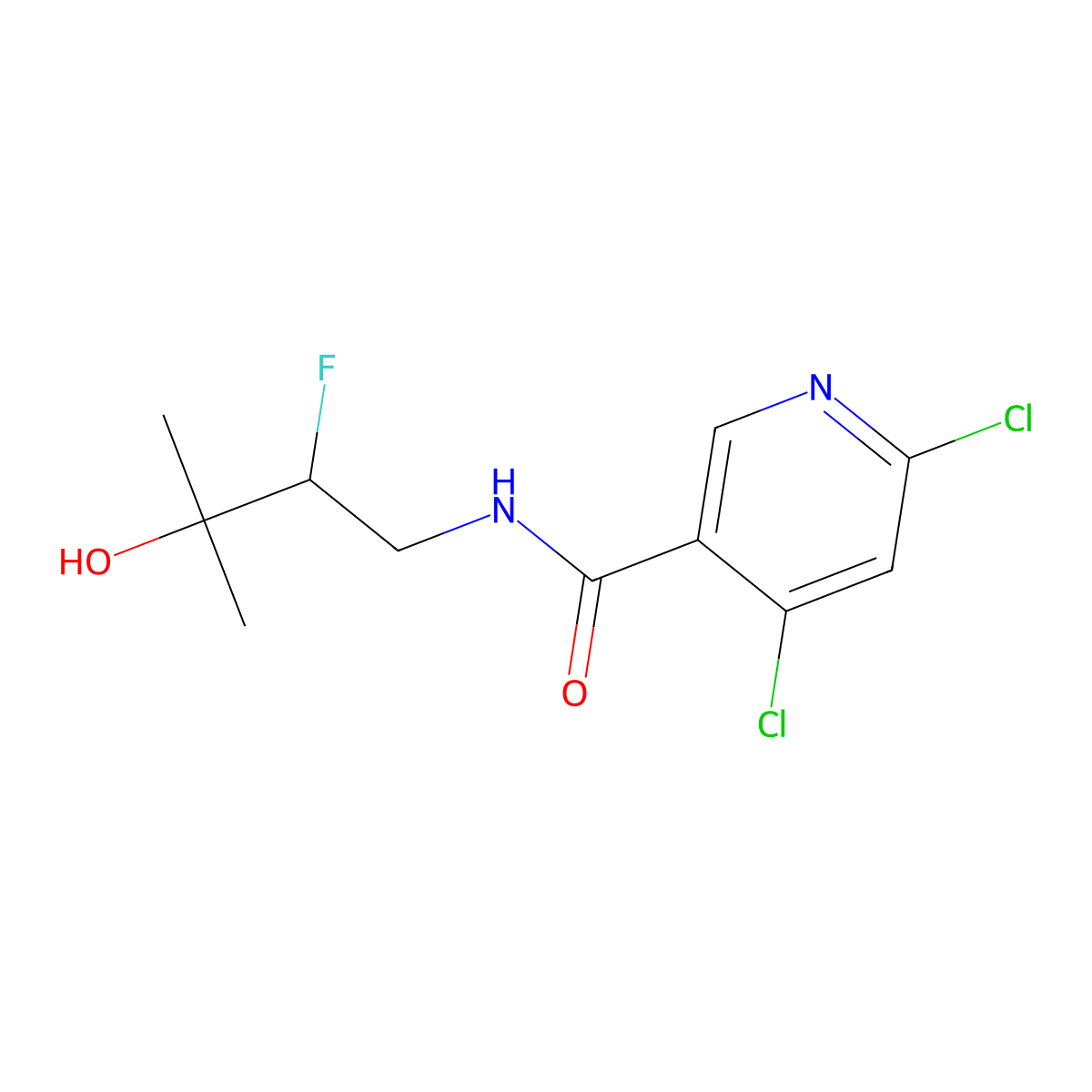 (R)-4,6-Dichloro-N-(2-fluoro-3-hydroxy-3-methylbutyl)nicotinamide molecular structure, CAS 1800559-94-7