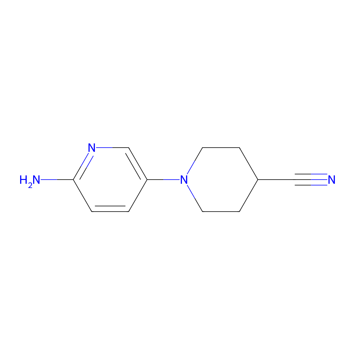 1-(6-Amino-3-pyridyl)piperidine-4-carbonitrile molecular structure, CAS 1800573-45-8