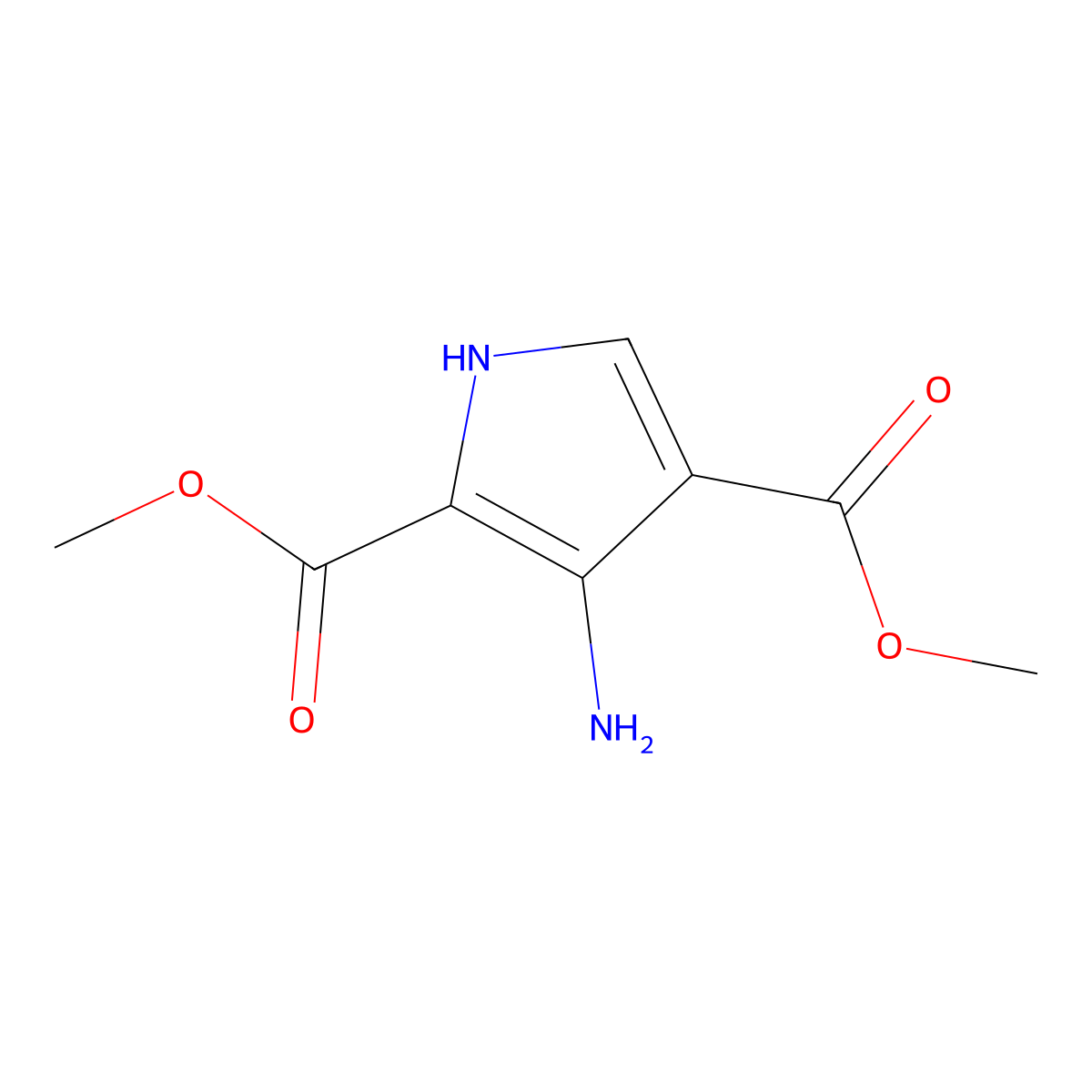 2,4-dimethyl 3-amino-1H-pyrrole-2,4-dicarboxylate molecular structure, CAS 180059-04-5