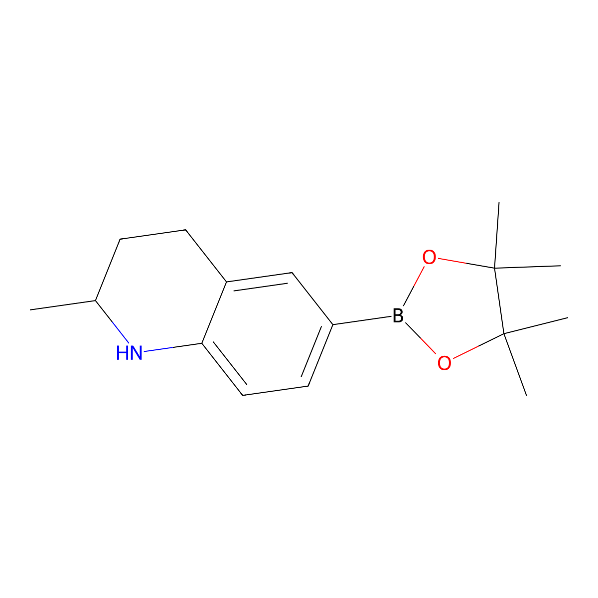 2-Methyl-6-(4,4,5,5-tetramethyl-1,3,2-dioxaborolan-2-yl)-1,2,3,4-tetrahydroquinoline molecular structure, CAS 1800594-29-9