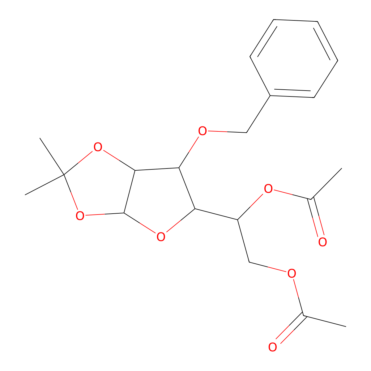 [2-Acetyloxy-2-(2,2-dimethyl-6-phenylmethoxy-3a,5,6,6a-tetrahydrofuro[2,3-d][1,3]dioxol-5-yl)ethyl] acetate molecular structure, CAS 18006-25-2