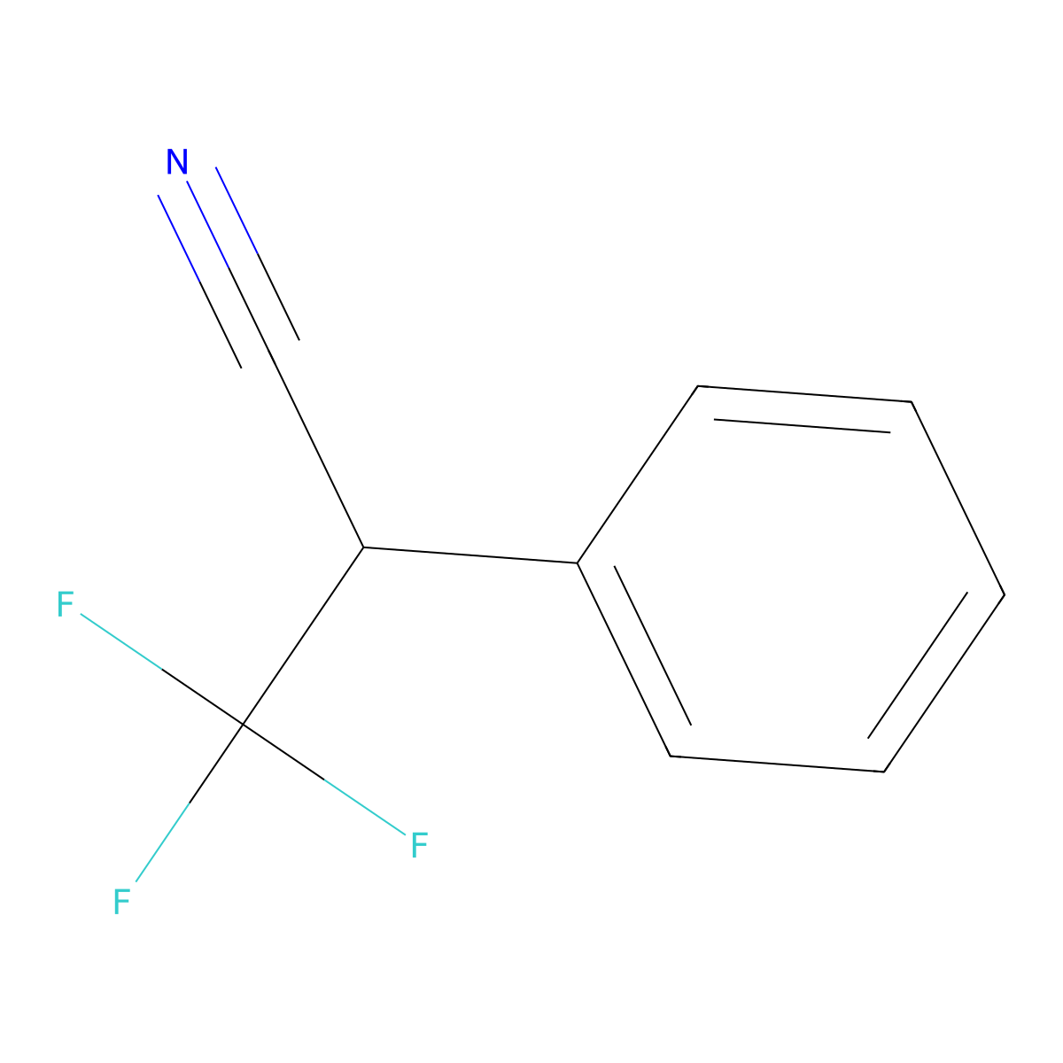 3,3,3-Trifluoro-2-phenylpropanenitrile molecular structure, CAS 180068-30-8