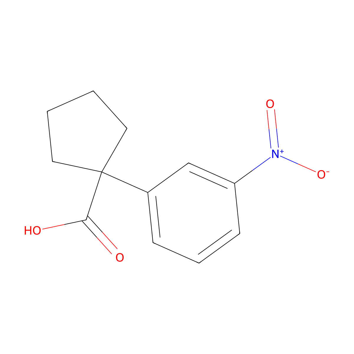 1-(3-Nitrophenyl)cyclopentanecarboxylic acid molecular structure, CAS 180080-78-8