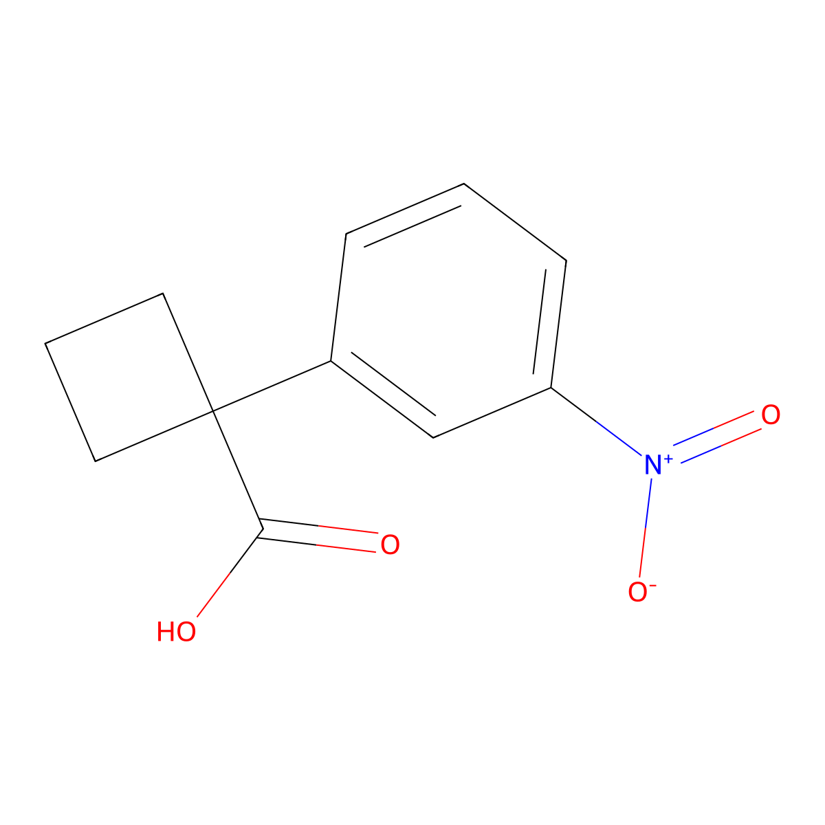 1-(3-Nitrophenyl)cyclobutane-1-carboxylic acid molecular structure, CAS 180080-87-9