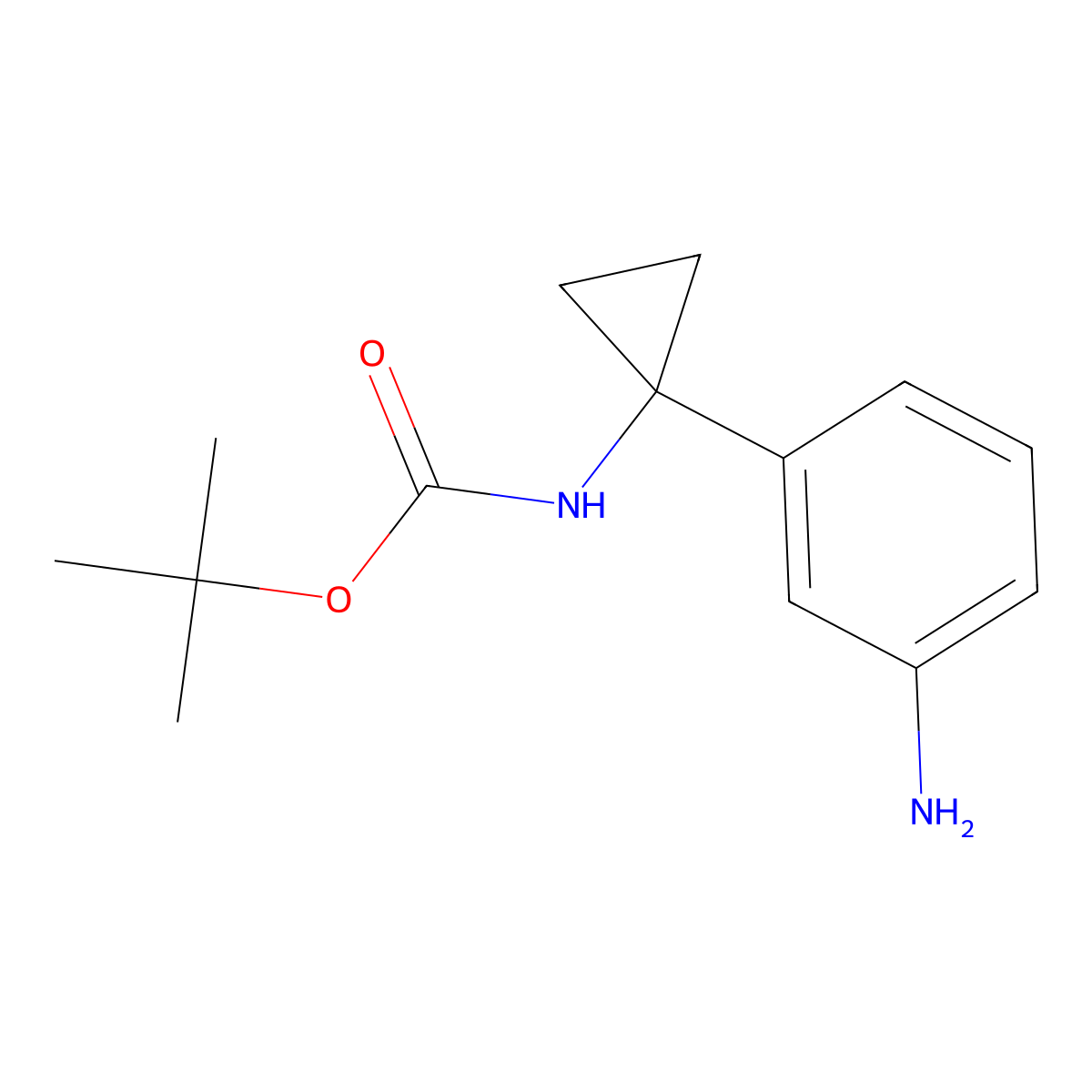 tert-butyl N-(1-(3-aminophenyl)cyclopropyl)carbamate molecular structure, CAS 180080-94-8