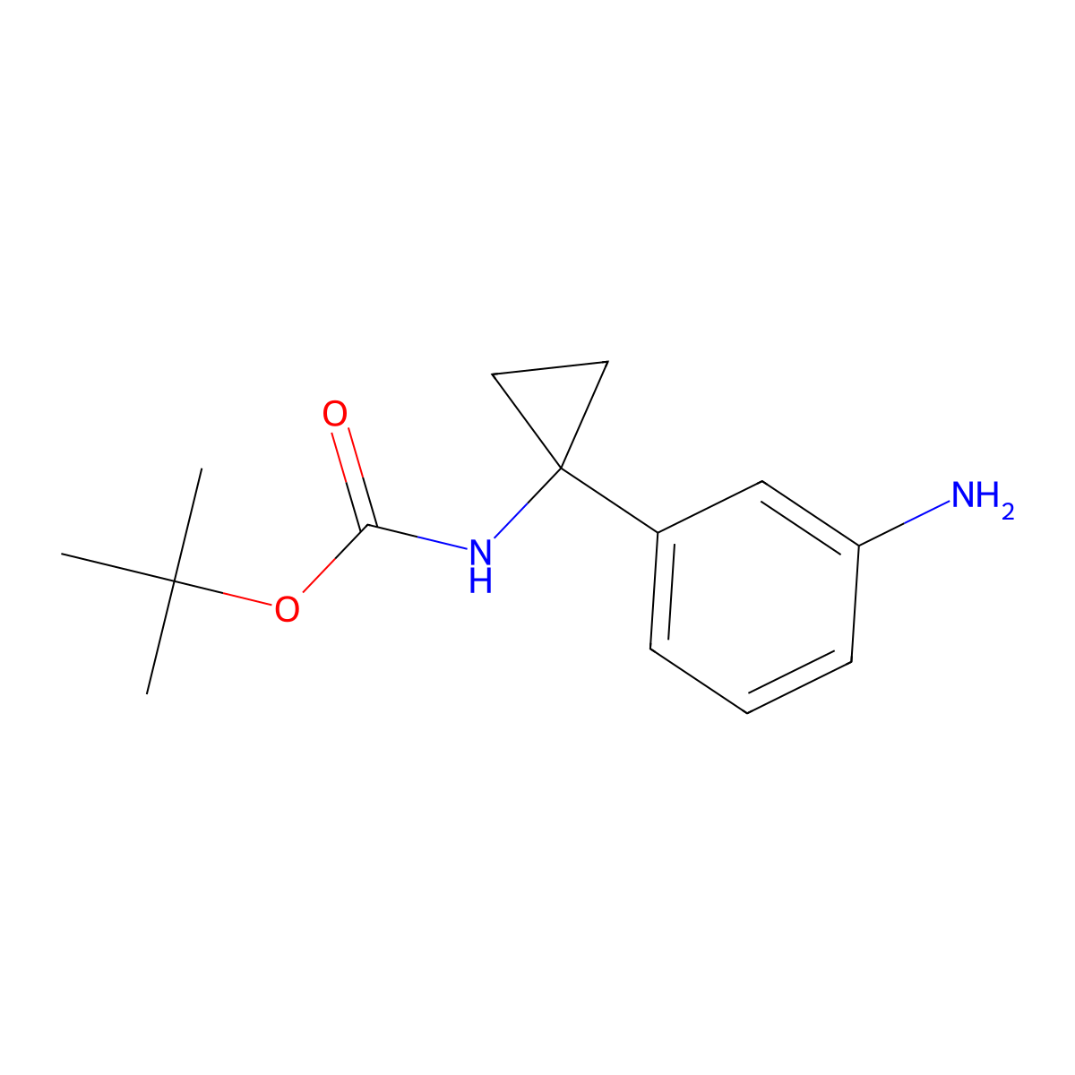 tert-butyl N-(1-(3-aminophenyl)cyclopropyl)carbamate molecular structure, CAS 180080-94-8