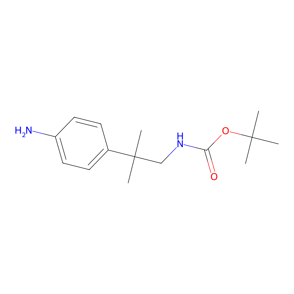 Tert-Butyl (2-(4-aminophenyl)-2-methylpropyl)carbamate molecular structure, CAS 180081-10-1