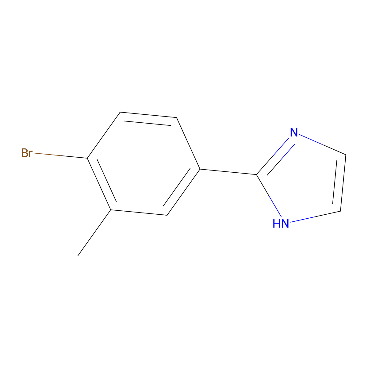 2-(4-bromo-3-methylphenyl)-1H-imidazole molecular structure, CAS 180083-01-6