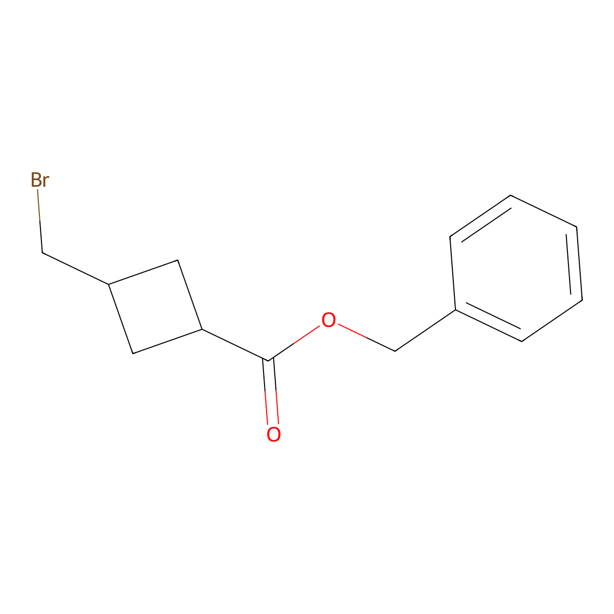 Benzyl 3-(bromomethyl)cyclobutanecarboxylate molecular structure, CAS 1801176-35-1