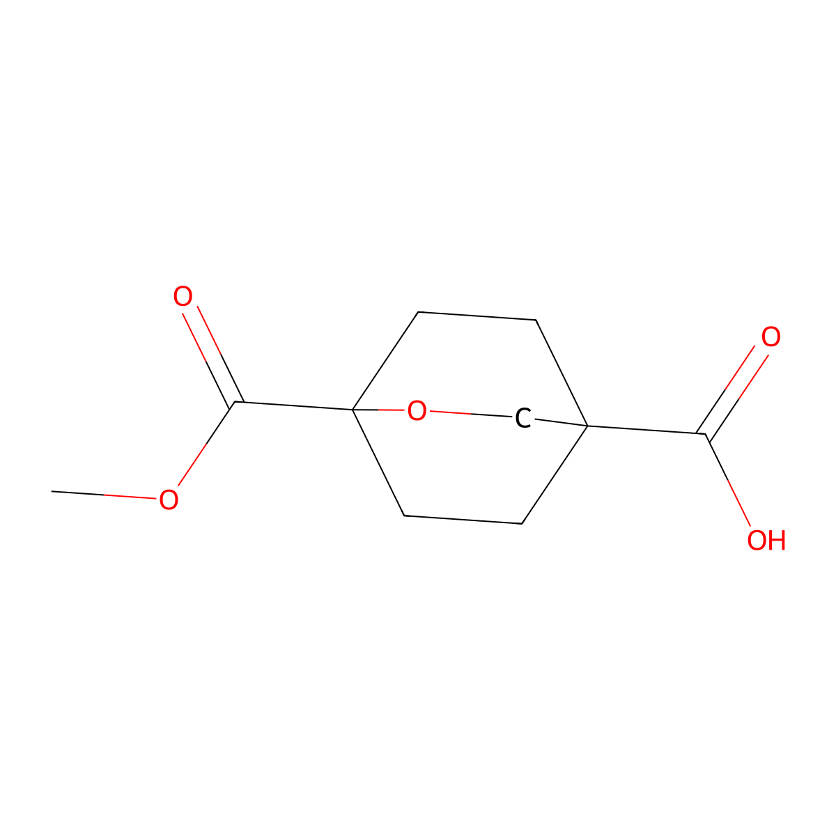 1-(Methoxycarbonyl)-2-oxabicyclo(2.2.2)octane-4-carboxylic acid molecular structure, CAS 1801203-48-4