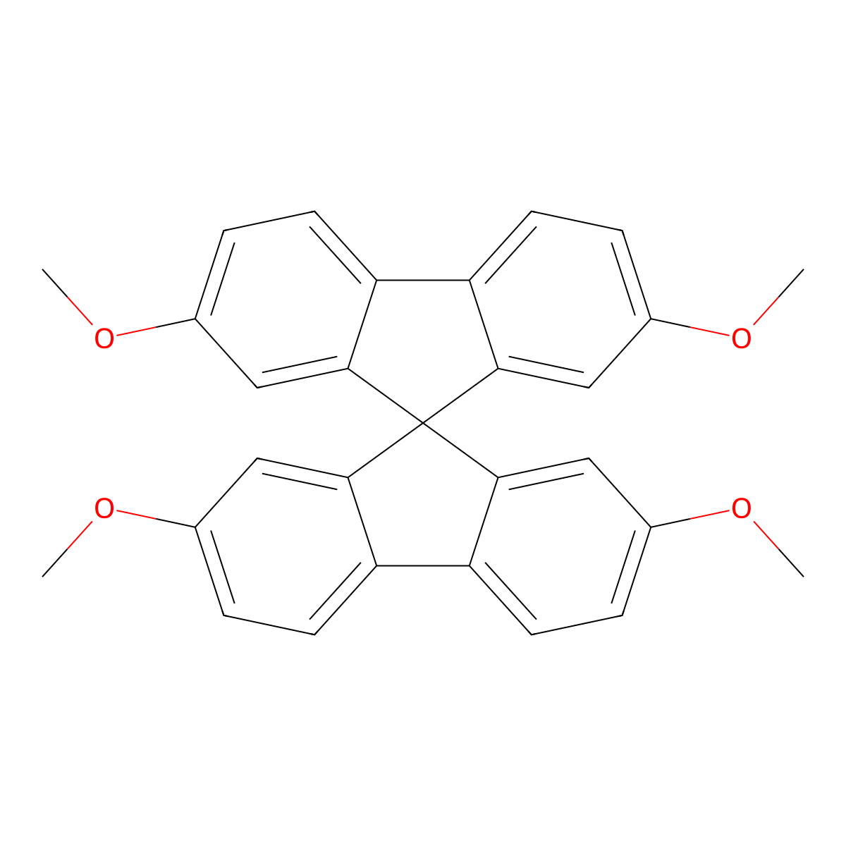 2,2',7,7'-Tetramethoxy-9,9'-spirobi[fluorene] molecular structure, CAS 1801236-29-2