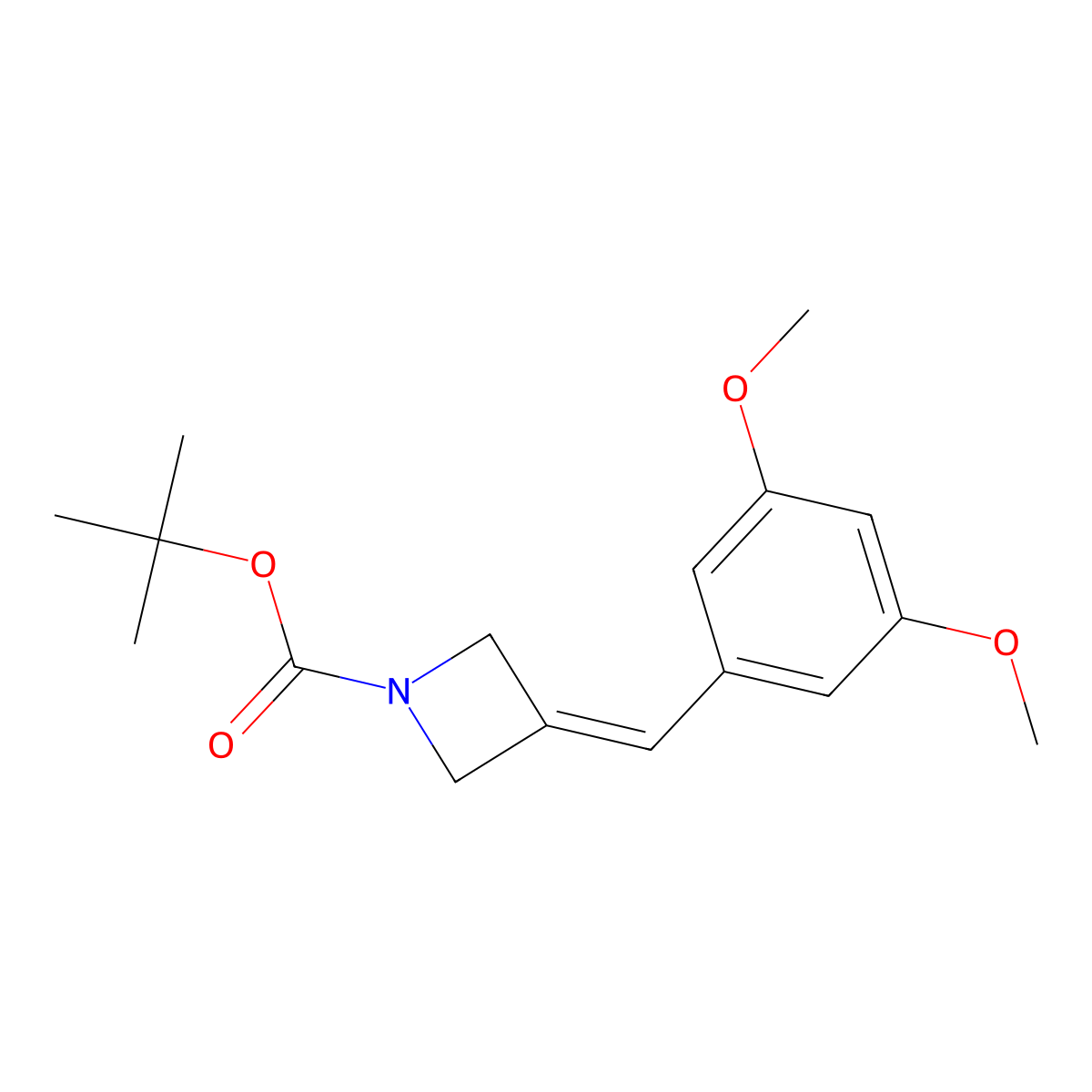 Tert-butyl 3-[(3,5-dimethoxyphenyl)methylene]azetidine-1-carboxylate molecular structure, CAS 1801243-43-5