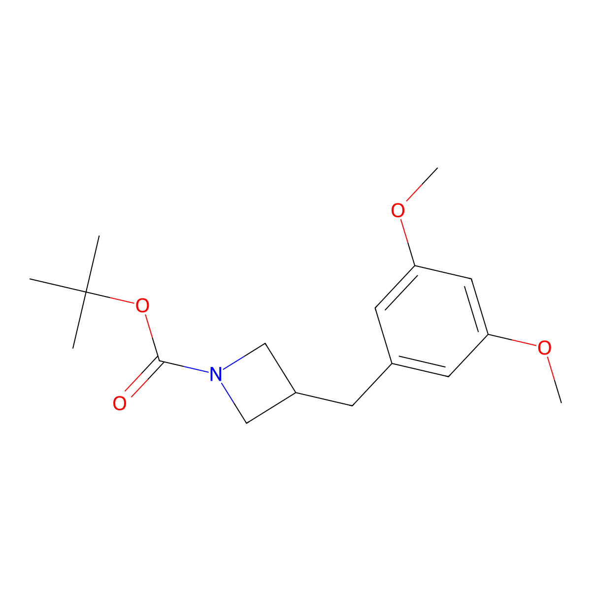 Tert-butyl 3-[(3,5-dimethoxyphenyl)methyl]azetidine-1-carboxylate molecular structure, CAS 1801243-44-6