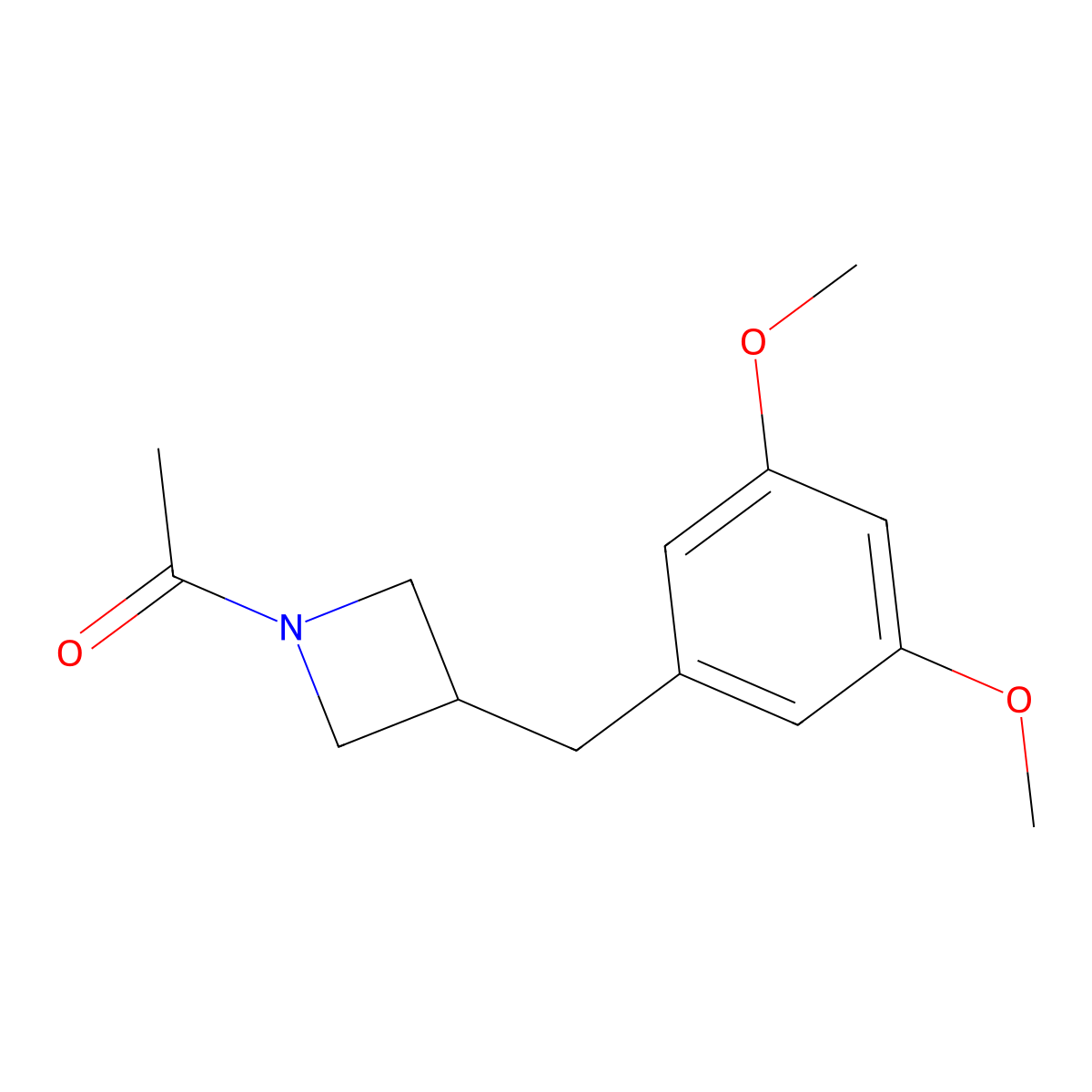 1-[3-[(3,5-Dimethoxyphenyl)methyl]azetidin-1-yl]ethanone molecular structure, CAS 1801243-45-7