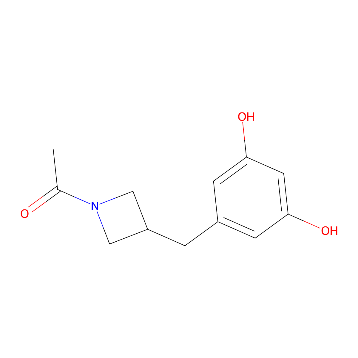 1-{3-[(3,5-Dihydroxyphenyl)methyl]azetidin-1-yl}ethan-1-one molecular structure, CAS 1801243-46-8