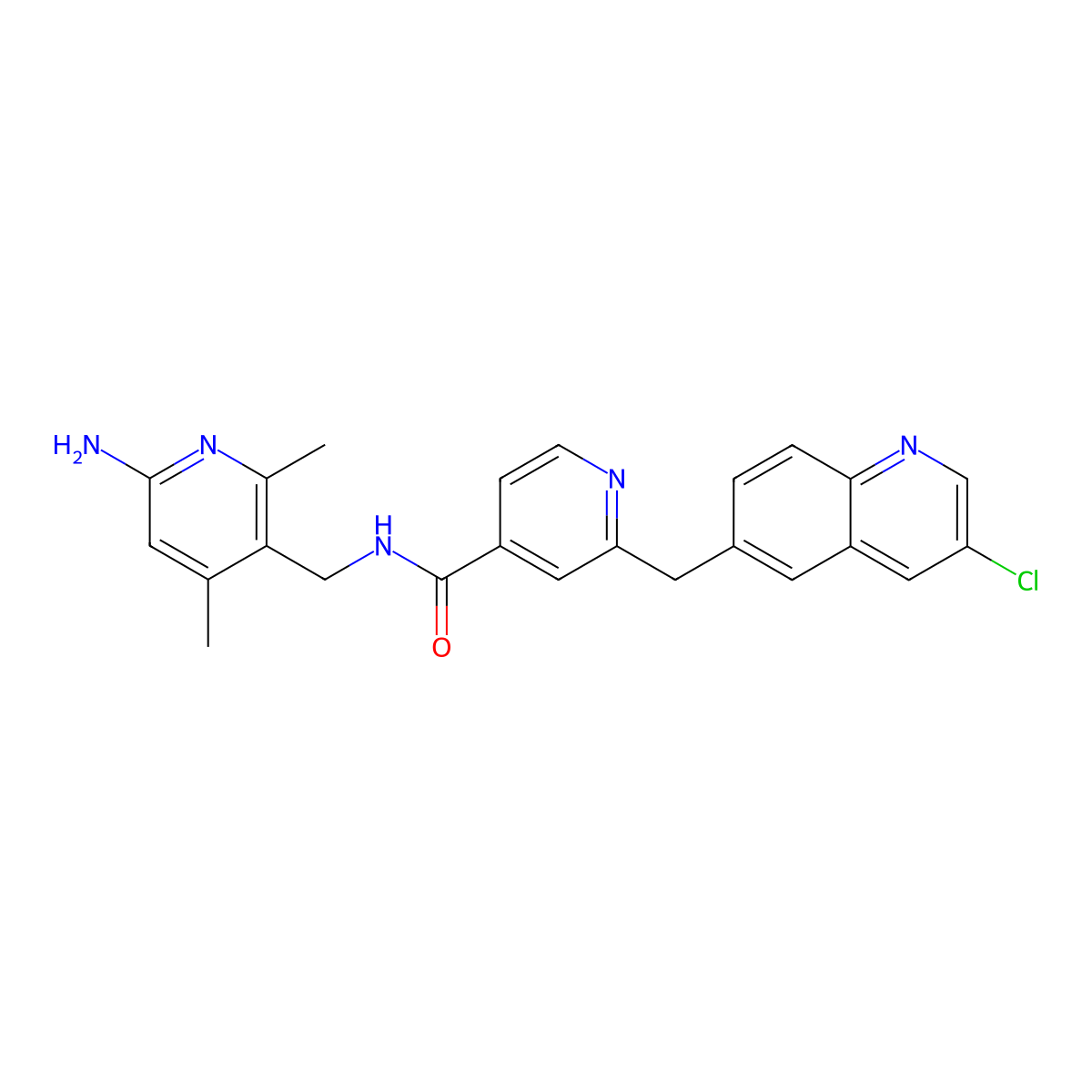 N-[(6-amino-2,4-dimethylpyridin-3-yl)methyl]-2-[(3-chloroquinolin-6-yl)methyl]pyridine-4-carboxamide molecular structure, CAS 1801253-04-2