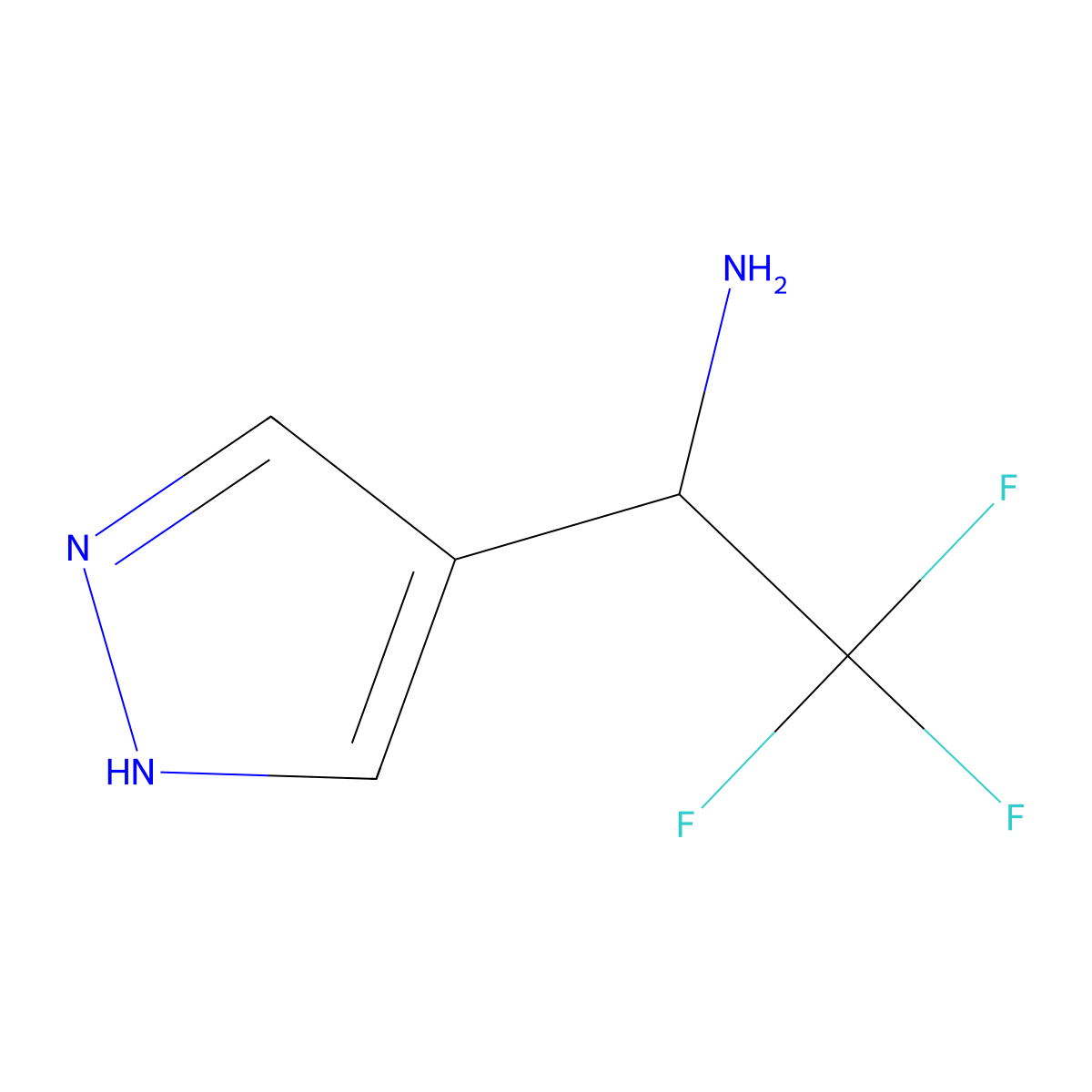 2,2,2-trifluoro-1-(1H-pyrazol-4-yl)ethan-1-amine molecular structure, CAS 1801254-80-7