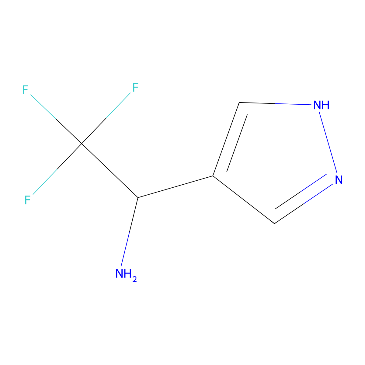2,2,2-trifluoro-1-(1H-pyrazol-4-yl)ethan-1-amine molecular structure, CAS 1801254-80-7