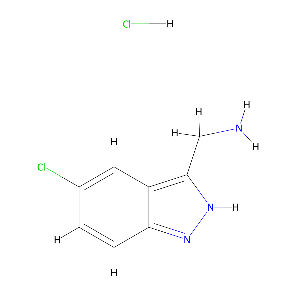 (5-chloro-1H-indazol-3-yl)methanamine hydrochloride molecular structure, CAS 1801257-24-8
