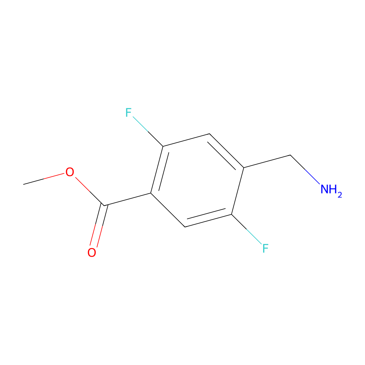 Methyl 4-(aminomethyl)-2,5-difluorobenzoate molecular structure, CAS 1801257-62-4