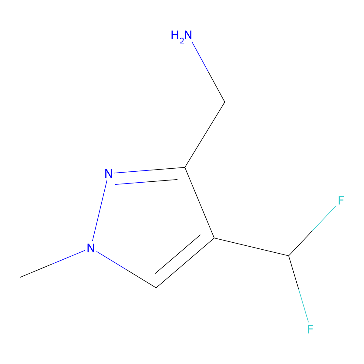 [4-(difluoromethyl)-1-methyl-1H-pyrazol-3-yl]methanamine molecular structure, CAS 1801270-15-4