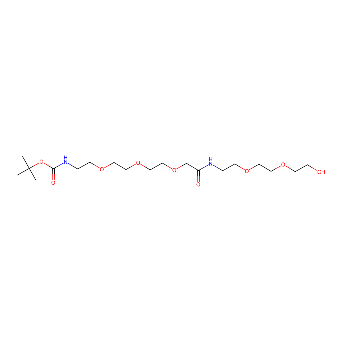 1,1-Dimethylethyl 22-hydroxy-13-oxo-5,8,11,17,20-pentaoxa-2,14-diazadocosanoate molecular structure, CAS 1801273-36-8