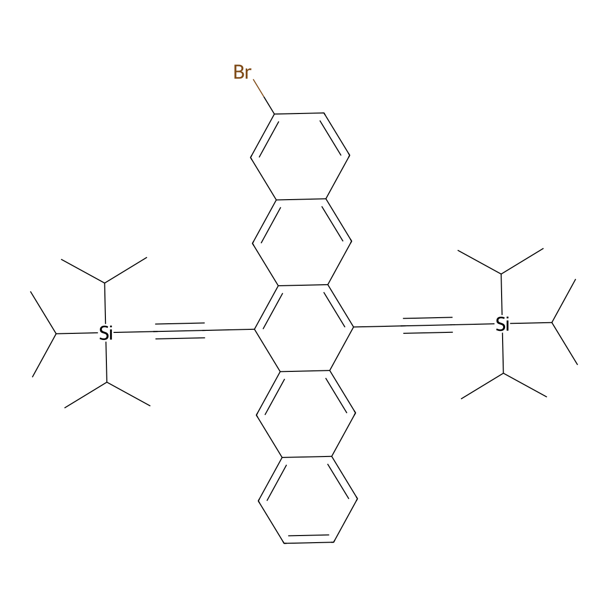 [(2-Bromopentacene-6,13-diyl)bis(ethyne-2,1-diyl)]bis(triisopropylsilane) molecular structure, CAS 1801286-00-9