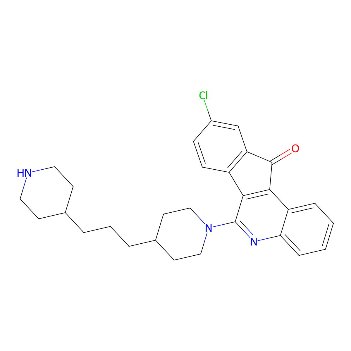 9-Chloro-6-[4-(3-piperidin-4-ylpropyl)piperidin-1-yl]indeno[1,2-c]quinolin-11-one molecular structure, CAS 1801288-67-4