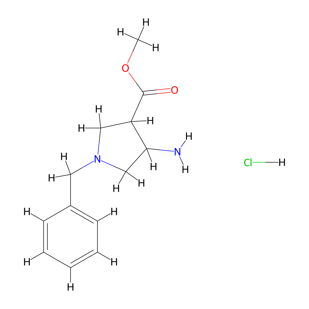 Methyl 4-amino-1-benzylpyrrolidine-3-carboxylate hydrochloride molecular structure, CAS 1801292-60-3