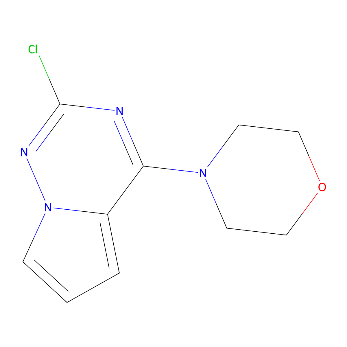 4-{2-Chloropyrrolo[2,1-f][1,2,4]triazin-4-yl}morpholine molecular structure, CAS 1801294-68-7