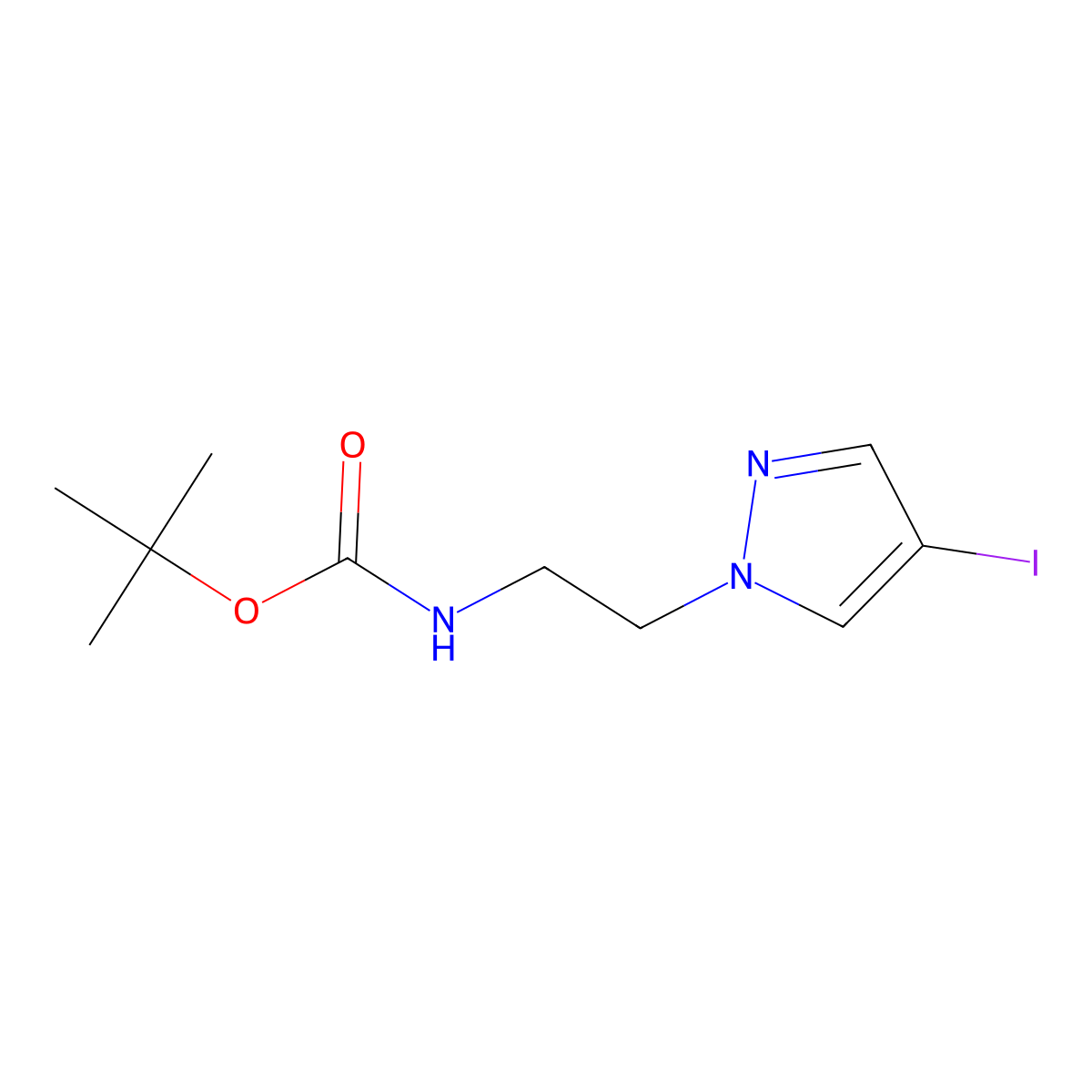tert-Butyl (2-(4-iodo-1H-pyrazol-1-yl)ethyl)carbamate molecular structure, CAS 1801330-11-9