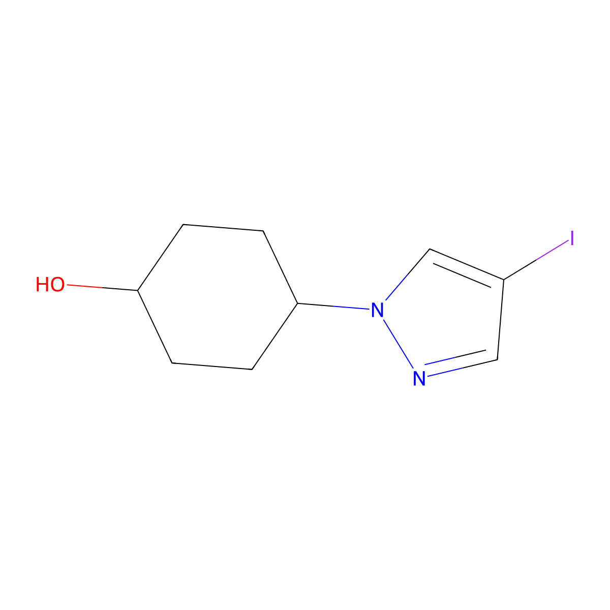 4-(4-Iodo-1H-pyrazol-1-yl)cyclohexanol molecular structure, CAS 1801330-98-2