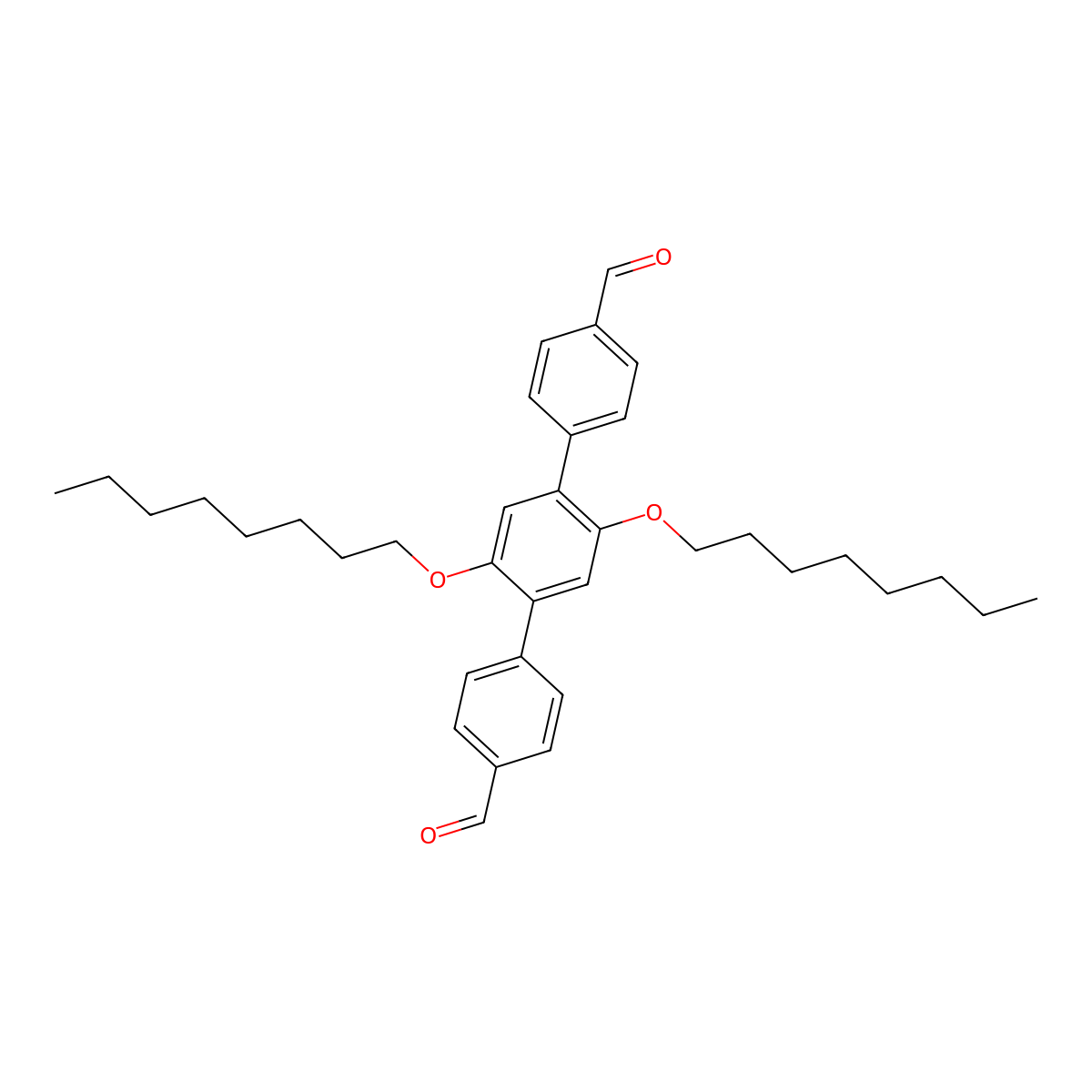 2',5'-Bis(octyloxy)-[1,1':4',1''-terphenyl]-4,4''-dicarbaldehyde molecular structure, CAS 1801332-53-5