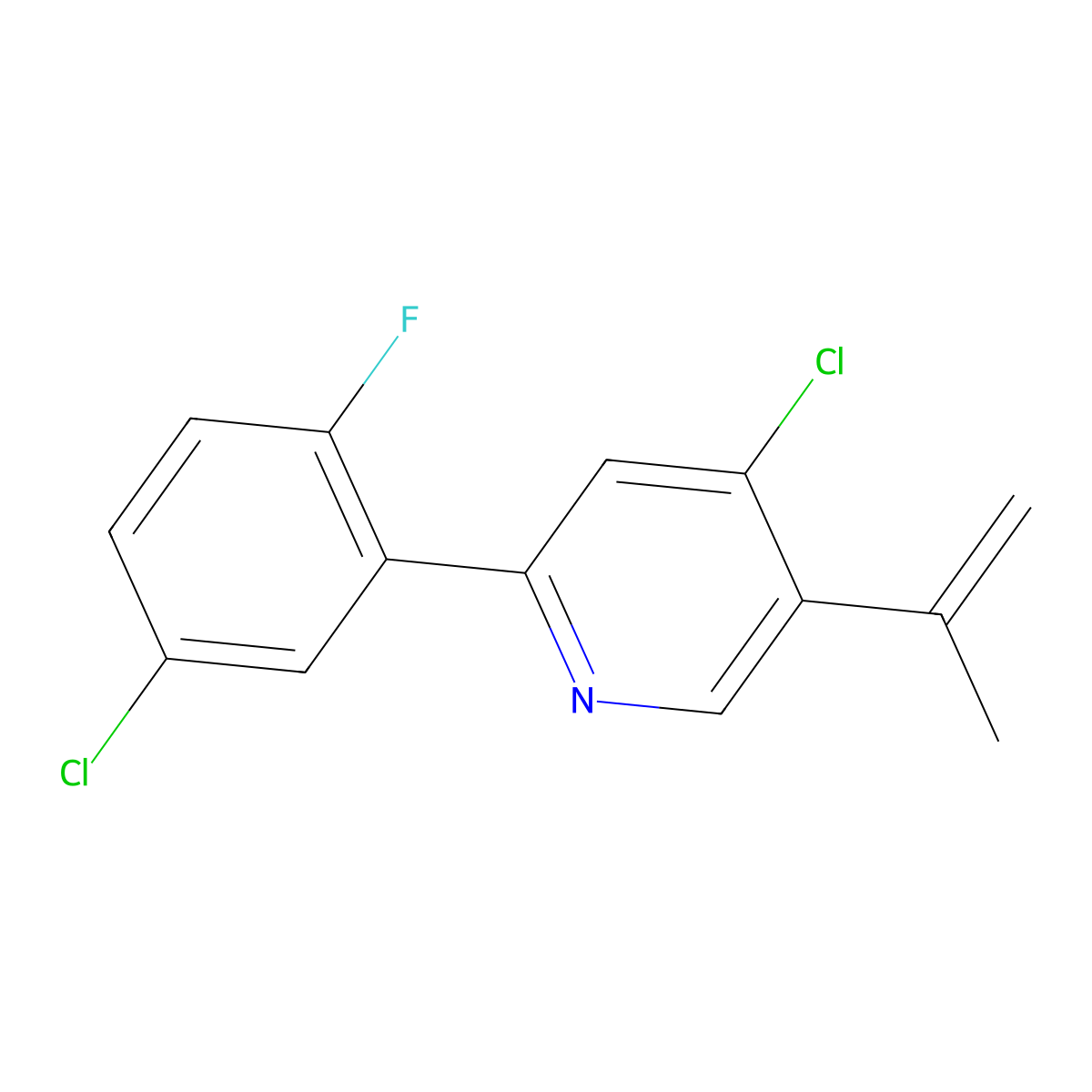4-Chloro-2-(5-chloro-2-fluorophenyl)-5-(prop-1-en-2-yl)pyridine molecular structure, CAS 1801335-02-3