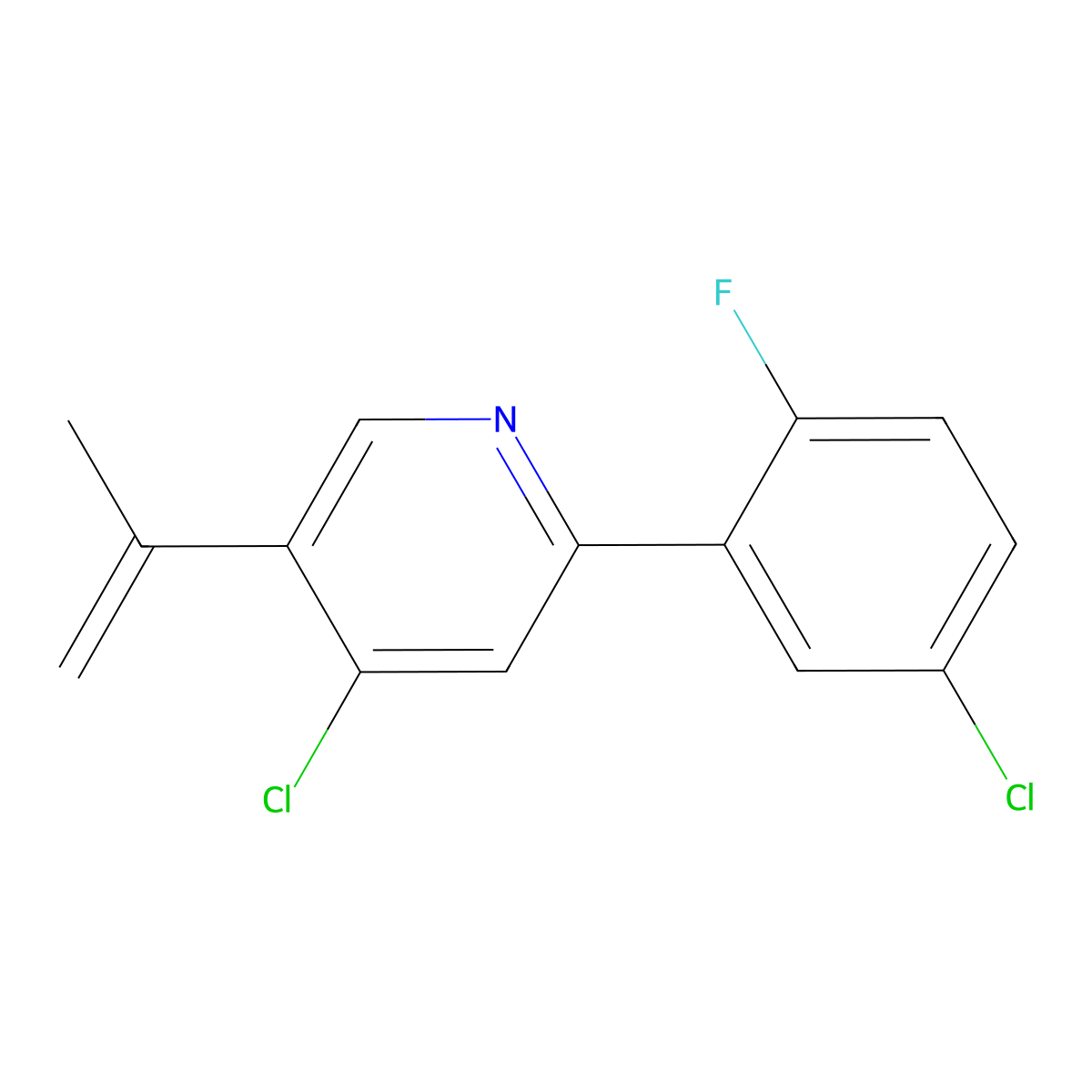 4-Chloro-2-(5-chloro-2-fluorophenyl)-5-(prop-1-en-2-yl)pyridine molecular structure, CAS 1801335-02-3
