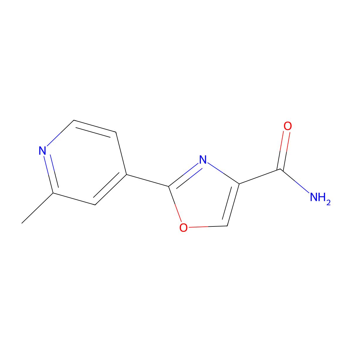 2-(2-Methylpyridin-4-yl)-1,3-oxazole-4-carboxamide molecular structure, CAS 1801345-31-2