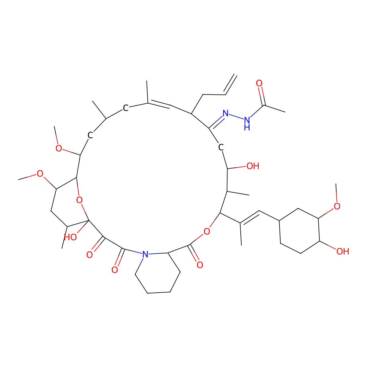 N-[(Z)-[(1R,9S,12S,13R,14S,17R,18E,21S,23S,24R,25S,27R)-1,14-dihydroxy-12-[(E)-1-[(1R,3R,4R)-4-hydroxy-3-methoxycyclohexyl]prop-1-en-2-yl]-23,25-dimethoxy-13,19,21,27-tetramethyl-2,3,10-trioxo-17-prop-2-enyl-11,28-dioxa-4-azatricyclo[22.3.1.04,9]octacos-18-en-16-ylidene]amino]acetamide molecular structure, CAS 1801372-27-9