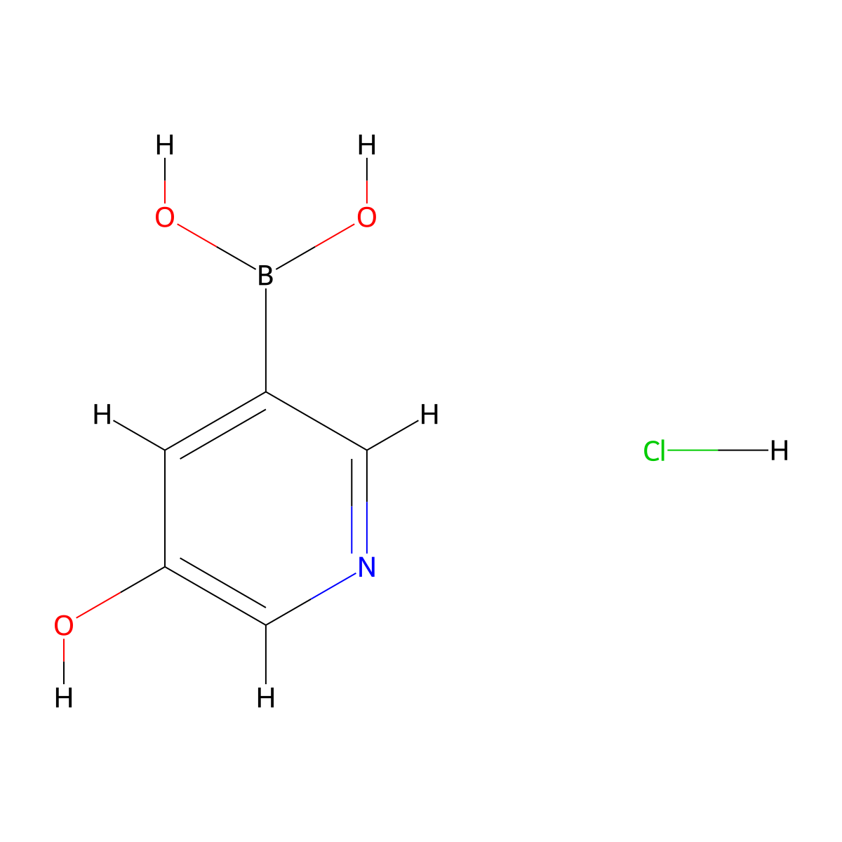 5-Hydroxypyridine-3-boronic acid, HCl molecular structure, CAS 1801408-19-4