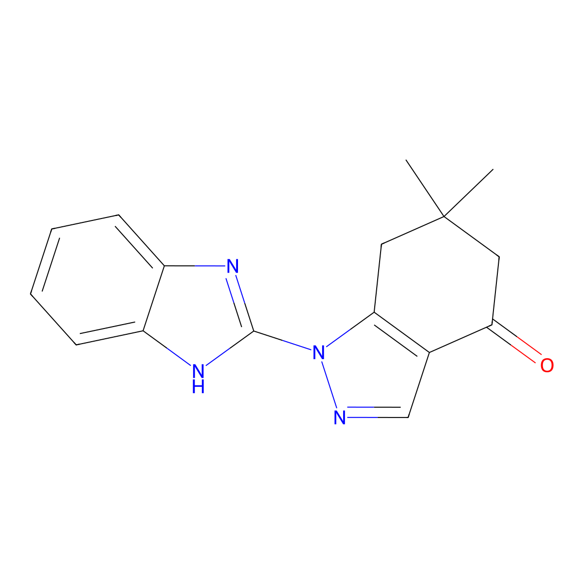 1-(1H-benzimidazol-2-yl)-6,6-dimethyl-1,5,6,7-tetrahydro-4H-indazol-4-one molecular structure, CAS 180141-39-3