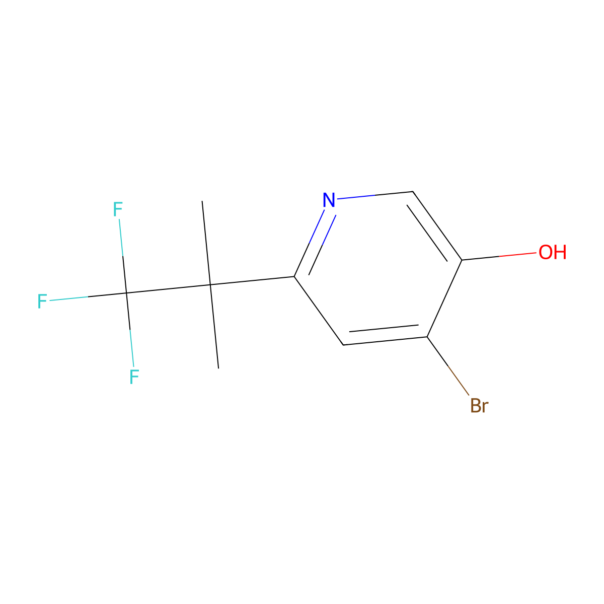 4-Bromo-6-(1,1,1-trifluoro-2-methylpropan-2-yl)pyridin-3-ol molecular structure, CAS 1801439-27-9