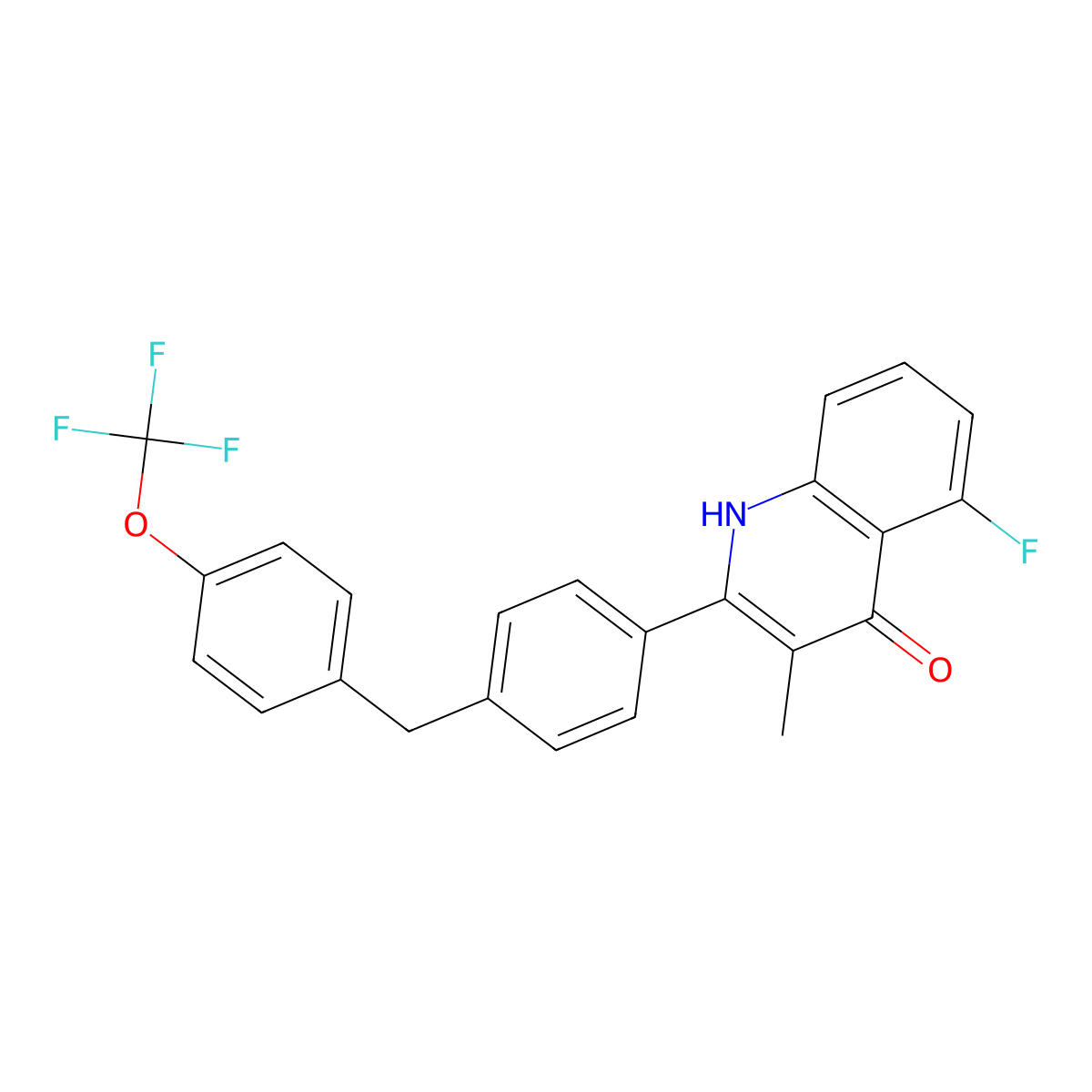 5-Fluoro-3-Methyl-2-{4-[4-(Trifluoromethoxy)benzyl]phenyl}quinolin-4(1h)-One molecular structure, CAS 1801444-56-3
