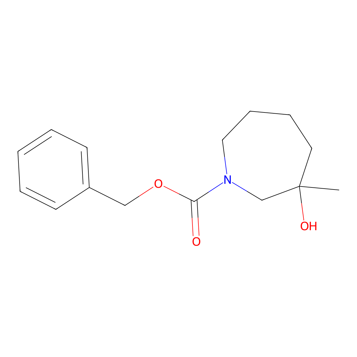 Benzyl 3-hydroxy-3-methylazepane-1-carboxylate molecular structure, CAS 1801454-25-0