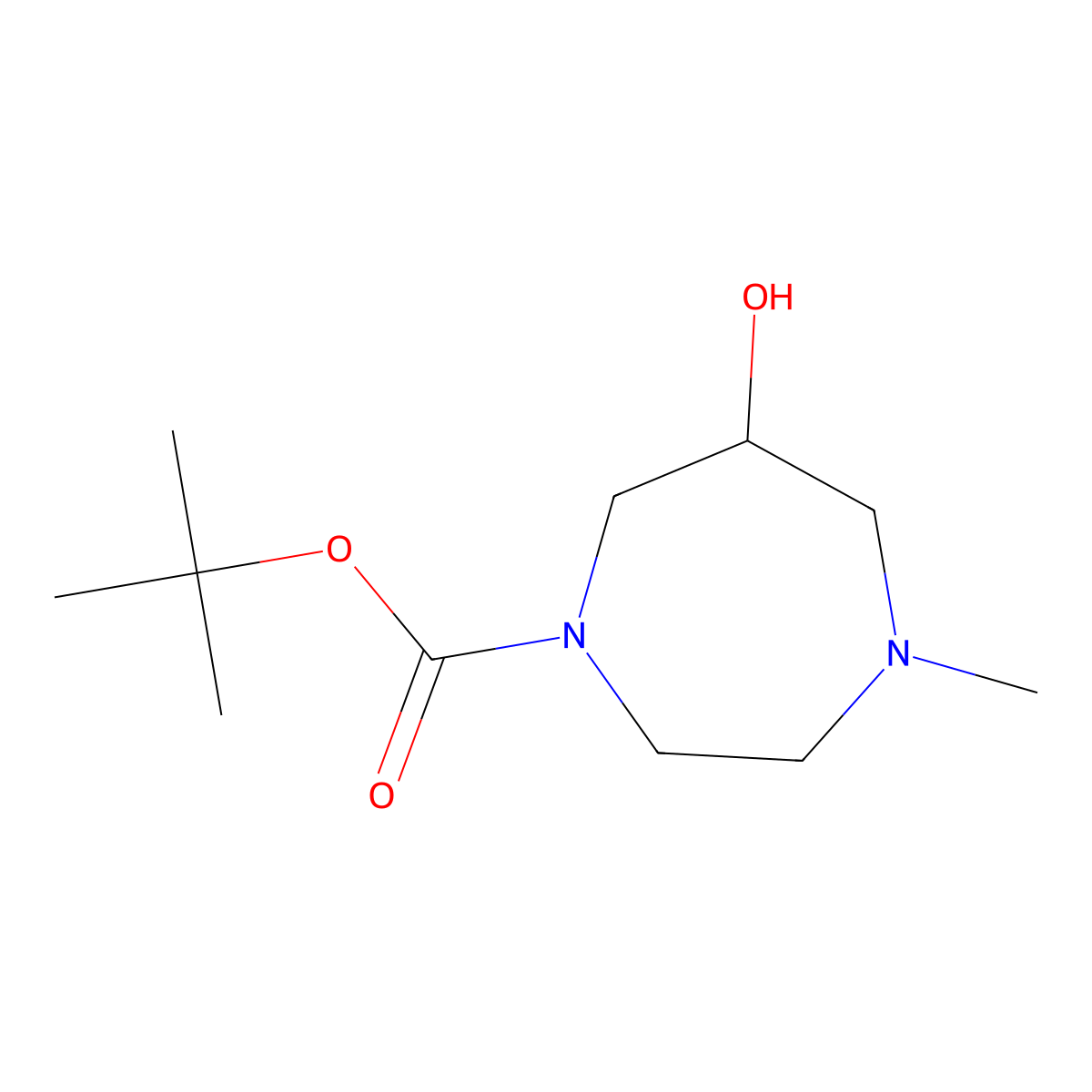 Tert-butyl 6-hydroxy-4-methyl-1,4-diazepane-1-carboxylate molecular structure, CAS 1801454-51-2