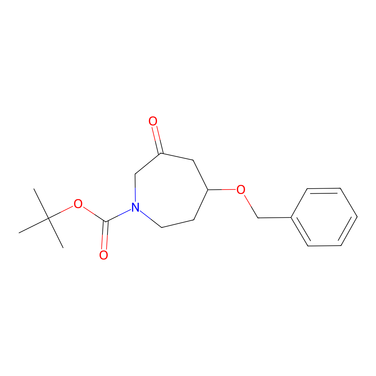 Tert-butyl 5-benzyloxy-3-oxo-azepane-1-carboxylate molecular structure, CAS 1801454-87-4