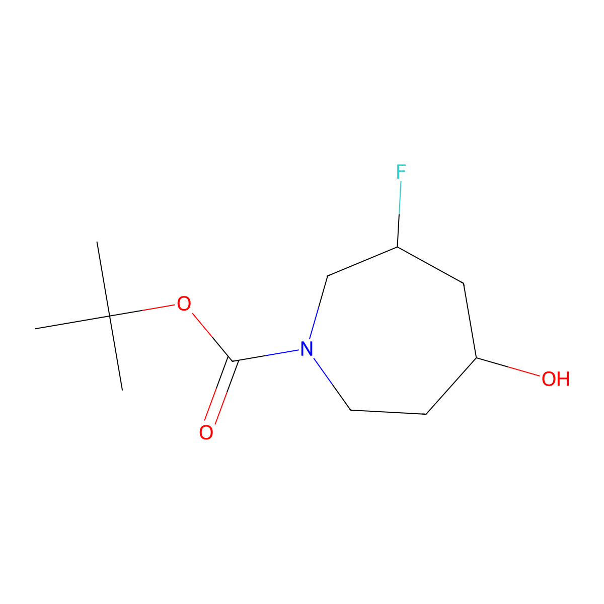 Tert-butyl 3-fluoro-5-hydroxyazepane-1-carboxylate molecular structure, CAS 1801454-91-0