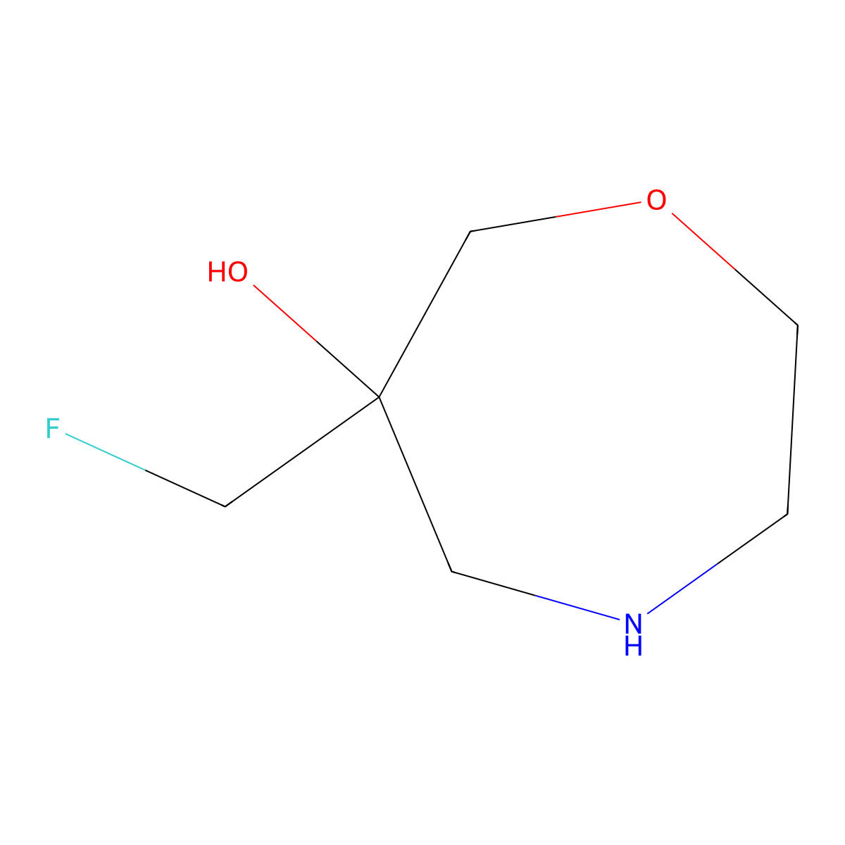 6-(Fluoromethyl)-1,4-oxazepan-6-ol molecular structure, CAS 1801455-04-8