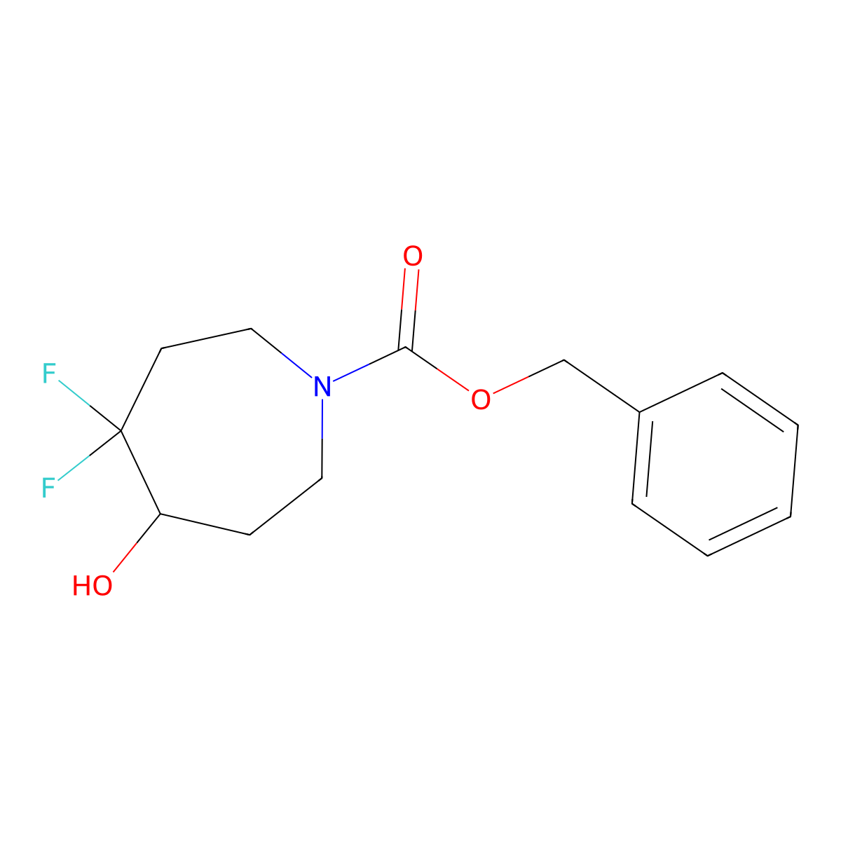 Benzyl 4,4-difluoro-5-hydroxyazepane-1-carboxylate molecular structure, CAS 1801455-27-5