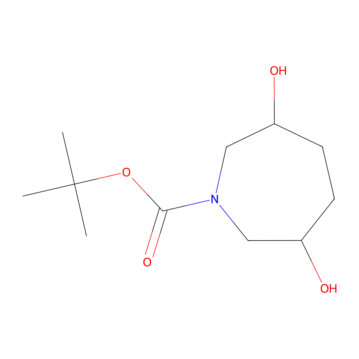 Tert-butyl cis-3,6-dihydroxyazepane-1-carboxylate molecular structure, CAS 1801455-71-9