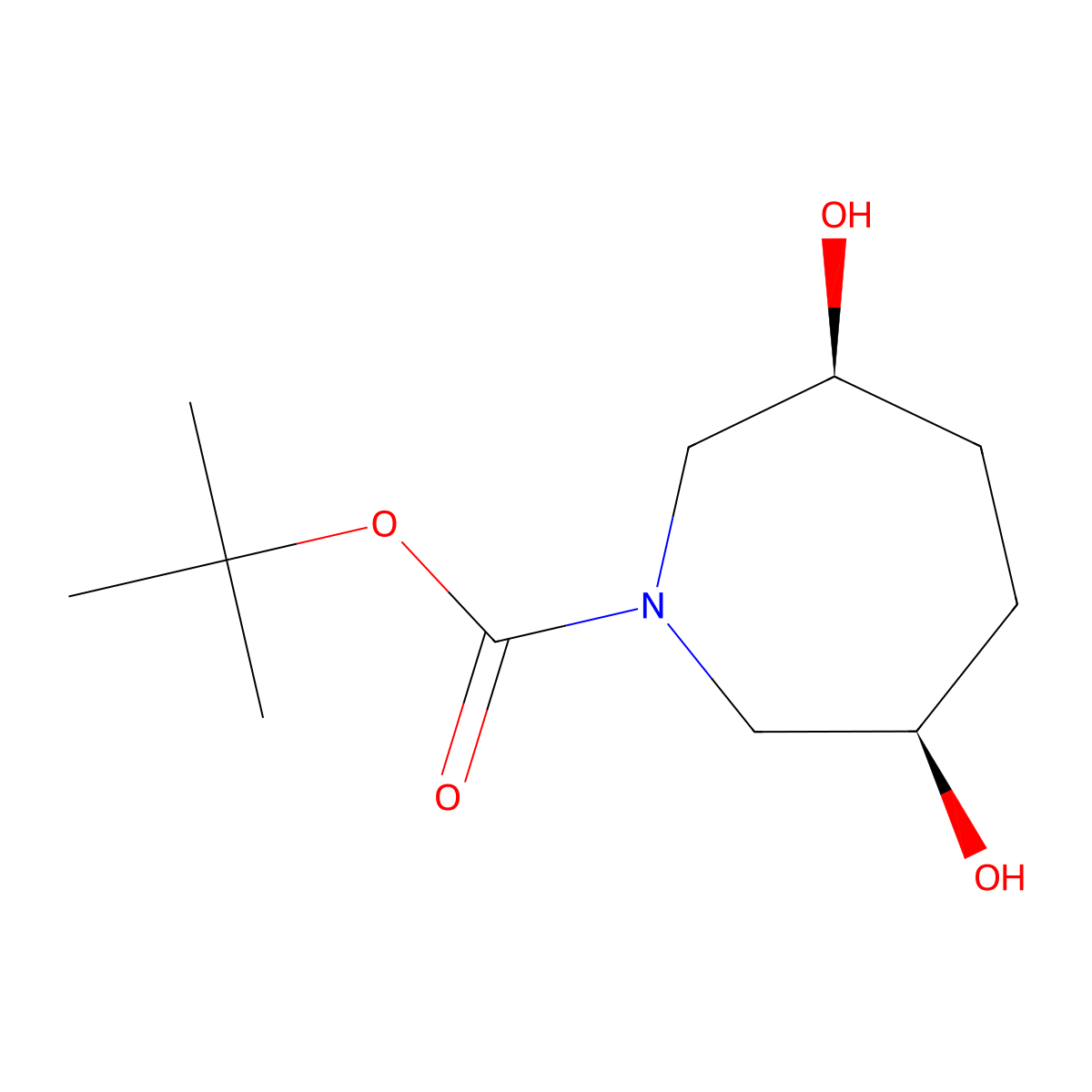 Tert-butyl cis-3,6-dihydroxyazepane-1-carboxylate molecular structure, CAS 1801455-71-9
