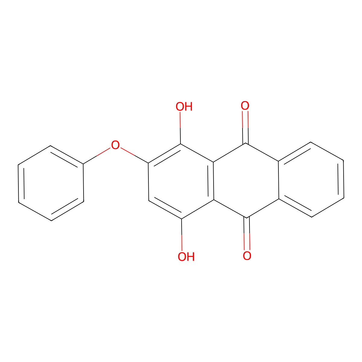 1,4-Dihydroxy-2-phenoxyanthracene-9,10-dione molecular structure, CAS 18015-41-3